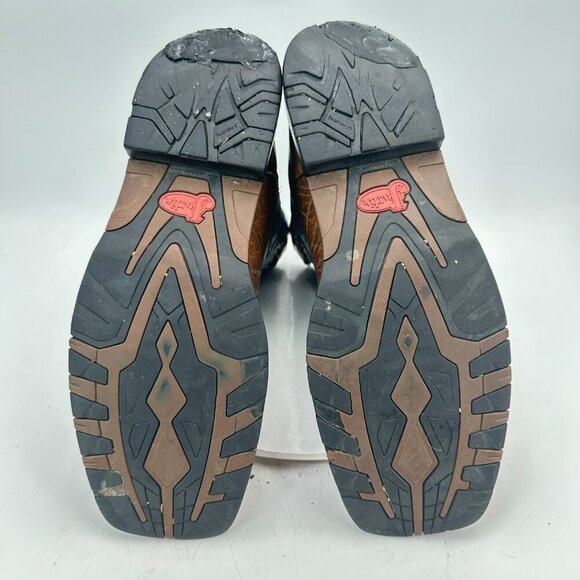 Justin Fireman 11" Men Size 10D GS9052 Brown Blue Leather Squared Toe Work Boot - Picture 8 of 15